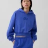 Vintagesoft Oversized-Crop-Hoodie mit Logo