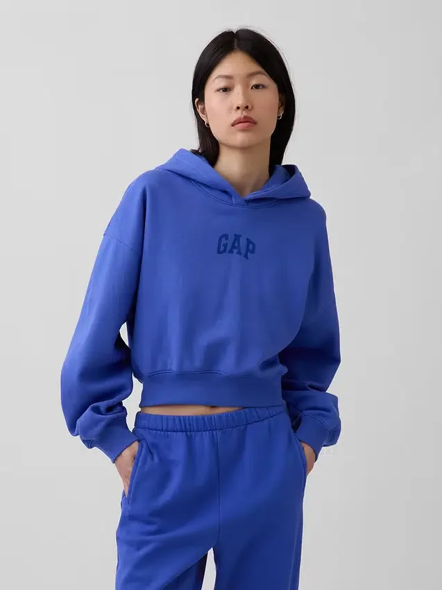 Vintagesoft Oversized-Crop-Hoodie mit Logo