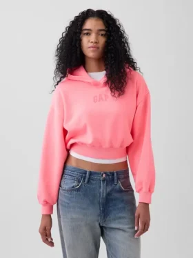 Vintagesoft Oversized-Crop-Hoodie mit Logo
