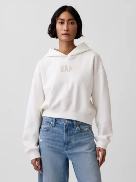 Vintagesoft Oversized-Crop-Hoodie mit Logo
