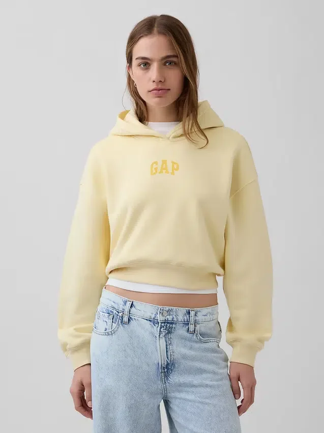 Vintagesoft Oversized-Crop-Hoodie mit Logo