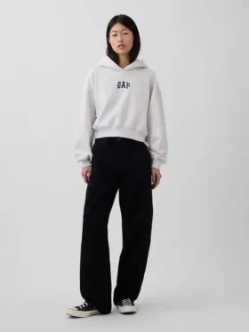 Vintagesoft Oversized-Crop-Hoodie mit Logo