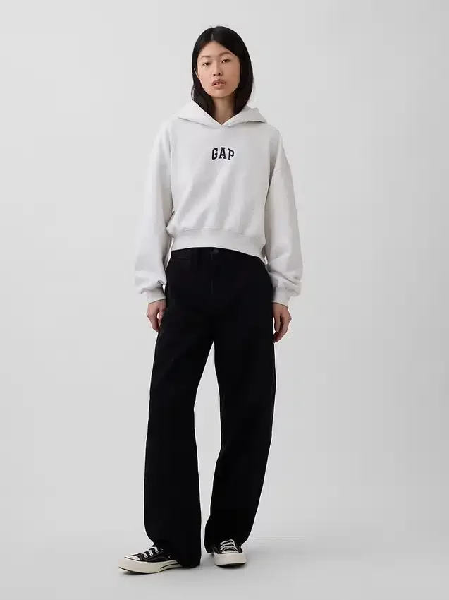 Vintagesoft Oversized-Crop-Hoodie mit Logo