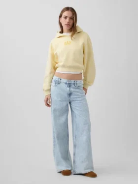 Vintagesoft Oversized-Crop-Hoodie mit Logo