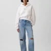 Vintagesoft Oversized-Crop-Hoodie mit Logo