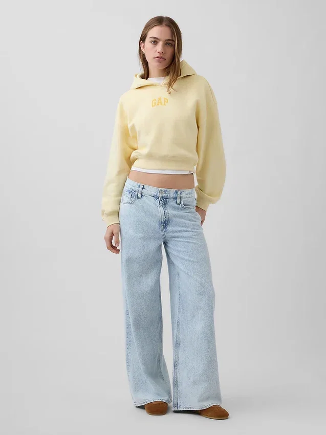 Vintagesoft Oversized-Crop-Hoodie mit Logo