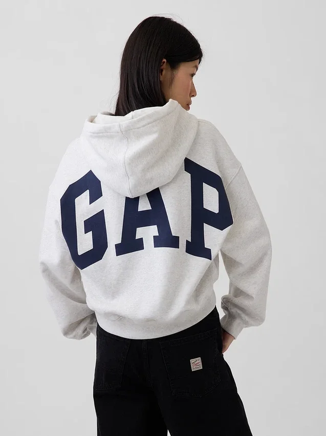 Vintagesoft Oversized-Crop-Hoodie mit Logo