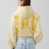 Vintagesoft Oversized-Crop-Hoodie mit Logo