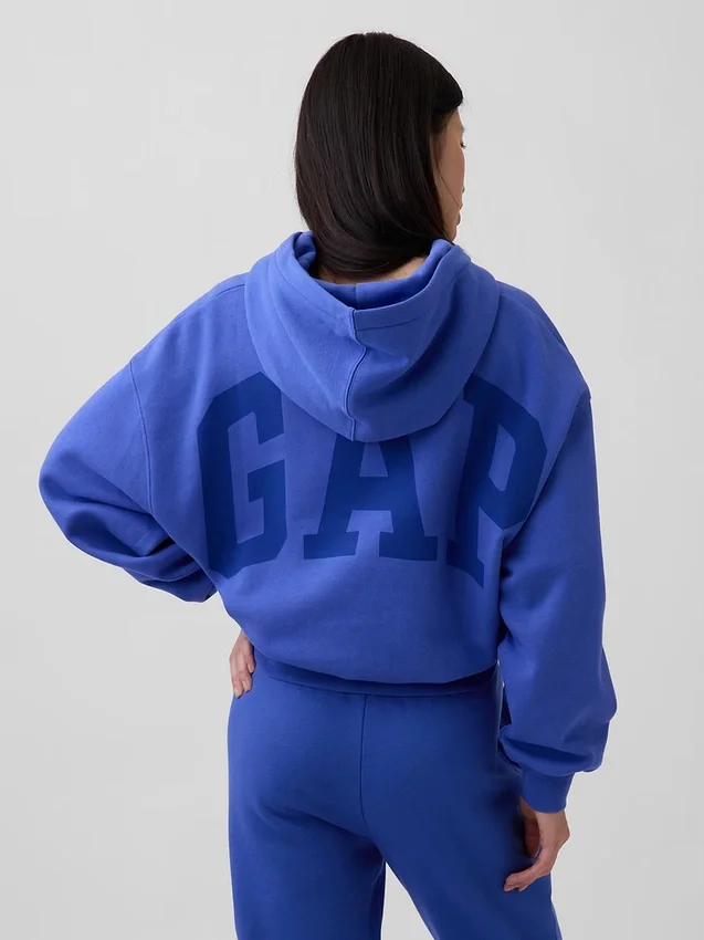 Vintagesoft Oversized-Crop-Hoodie mit Logo