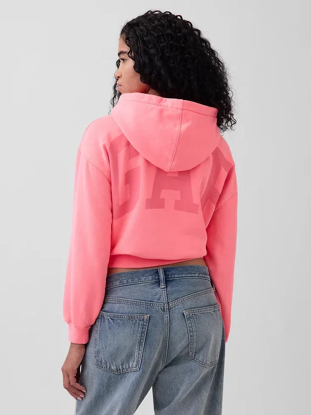 Vintagesoft Oversized-Crop-Hoodie mit Logo