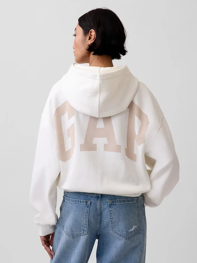 Vintagesoft Oversized-Crop-Hoodie mit Logo