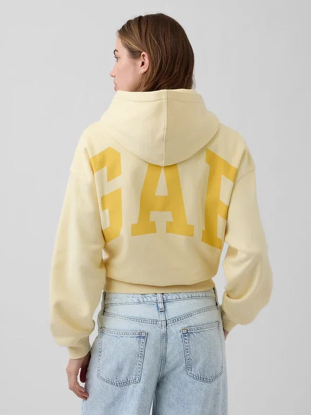 Vintagesoft Oversized-Crop-Hoodie mit Logo
