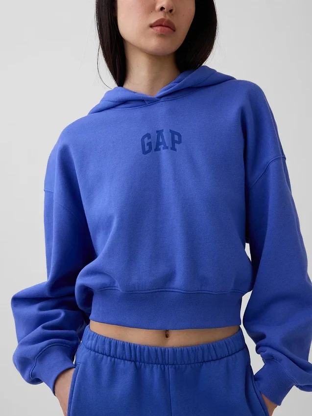 Vintagesoft Oversized-Crop-Hoodie mit Logo