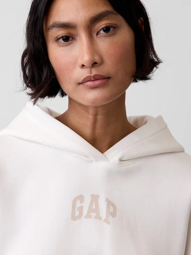 Vintagesoft Oversized-Crop-Hoodie mit Logo