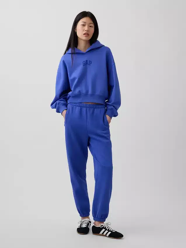 Vintagesoft Oversized-Crop-Hoodie mit Logo