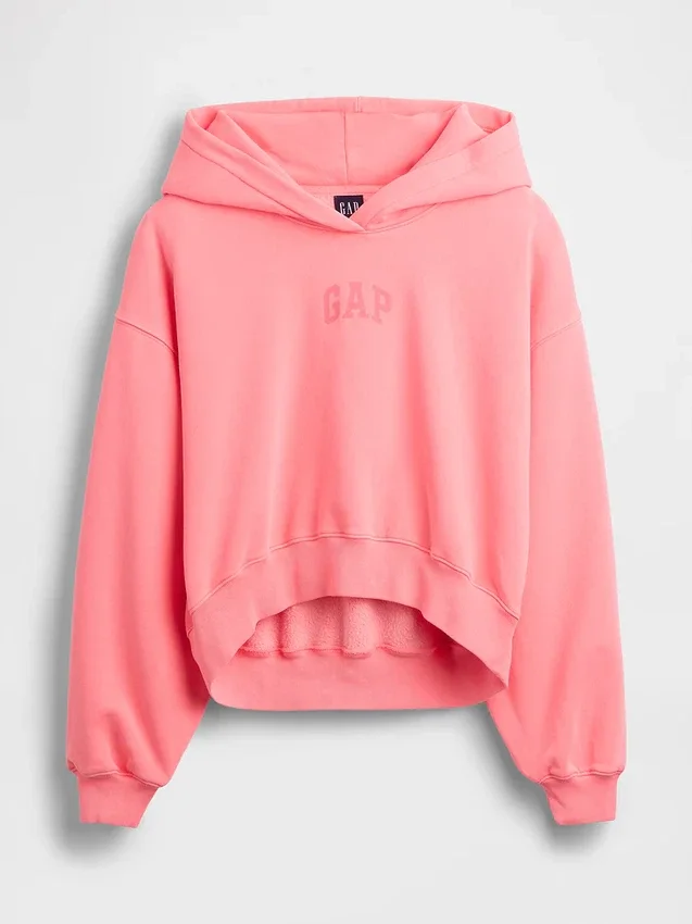 Vintagesoft Oversized-Crop-Hoodie mit Logo