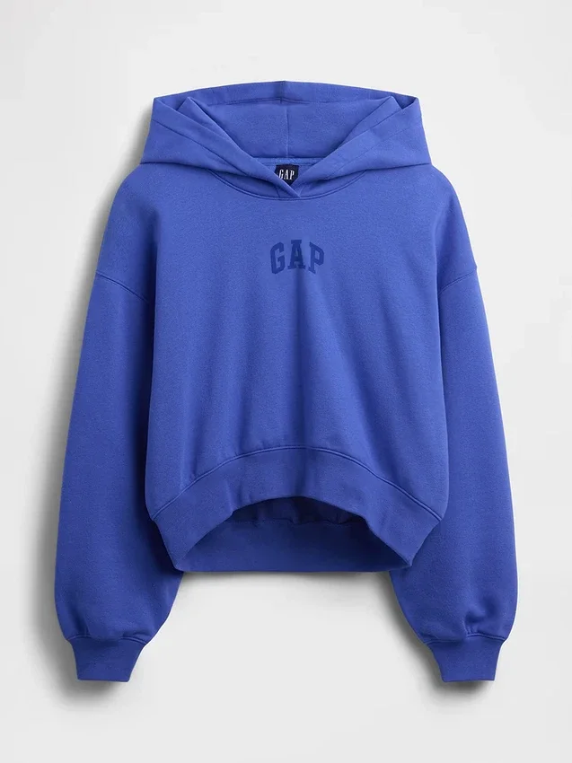Vintagesoft Oversized-Crop-Hoodie mit Logo