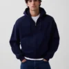 Vintagesoft Oversized-Crop-Hoodie mit Reißverschluss