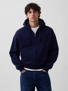 Vintagesoft Oversized-Crop-Hoodie mit Reißverschluss