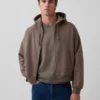 Vintagesoft Oversized-Crop-Hoodie mit Reißverschluss