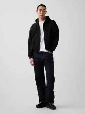 Vintagesoft Oversized-Crop-Hoodie mit Reißverschluss