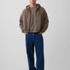 Vintagesoft Oversized-Crop-Hoodie mit Reißverschluss