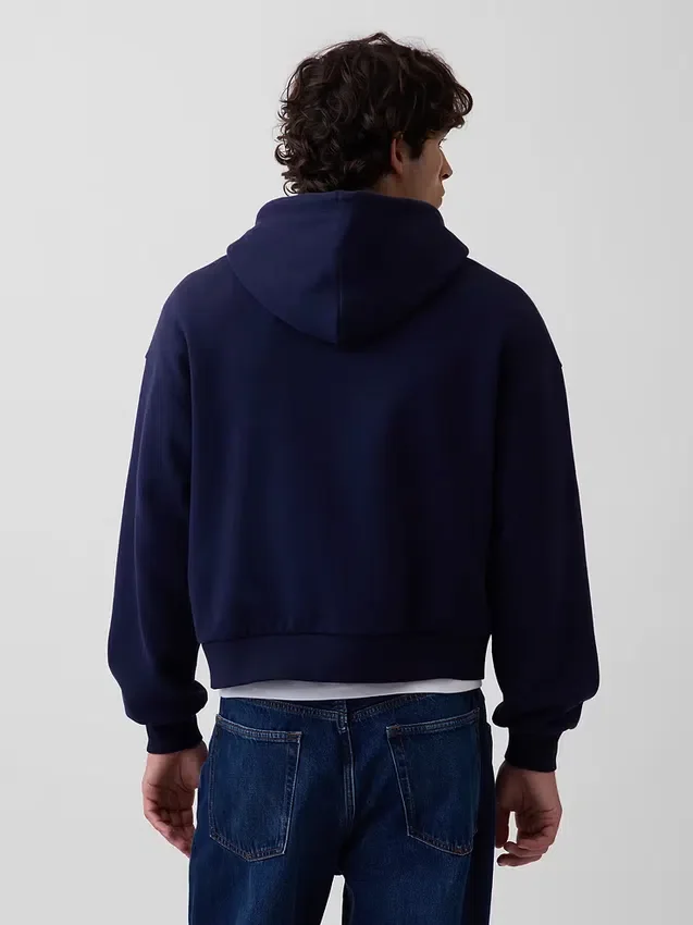 Vintagesoft Oversized-Crop-Hoodie mit Reißverschluss