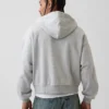 Vintagesoft Oversized-Crop-Hoodie mit Reißverschluss