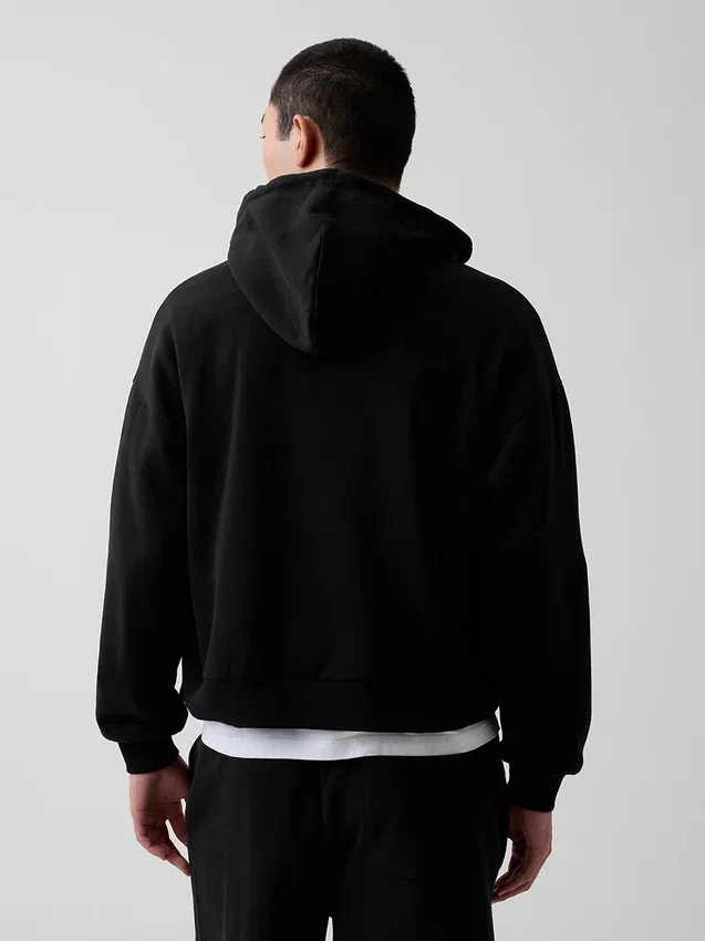Vintagesoft Oversized-Crop-Hoodie mit Reißverschluss