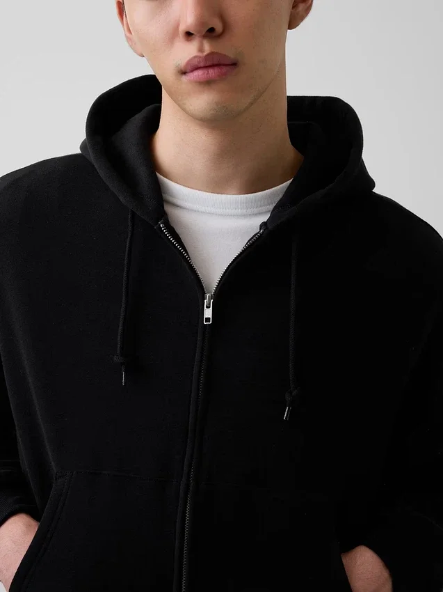 Vintagesoft Oversized-Crop-Hoodie mit Reißverschluss