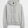 Vintagesoft Oversized-Crop-Hoodie mit Reißverschluss