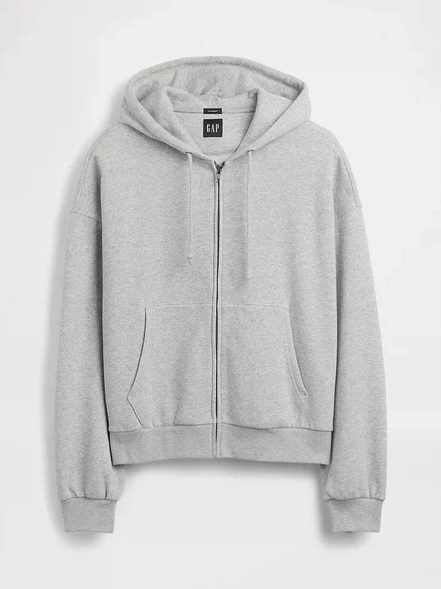 Vintagesoft Oversized-Crop-Hoodie mit Reißverschluss