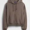 Vintagesoft Oversized-Crop-Hoodie mit Reißverschluss