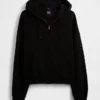 Vintagesoft Oversized-Crop-Hoodie mit Reißverschluss