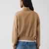 Vintagesoft Oversized-Pullover mit halbem Reißverschluss und Keilausschnitt