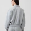 Vintagesoft Oversized-Pullover mit halbem Reißverschluss und Keilausschnitt