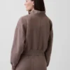 Vintagesoft Oversized-Pullover mit halbem Reißverschluss und Keilausschnitt