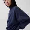 Vintagesoft Oversized-Pullover mit halbem Reißverschluss und Keilausschnitt