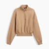 Vintagesoft Oversized-Pullover mit halbem Reißverschluss und Keilausschnitt