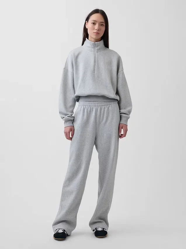 Vintagesoft Oversized-Pullover mit halbem Reißverschluss und Keilausschnitt