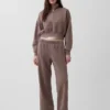 Vintagesoft Oversized-Pullover mit halbem Reißverschluss und Keilausschnitt