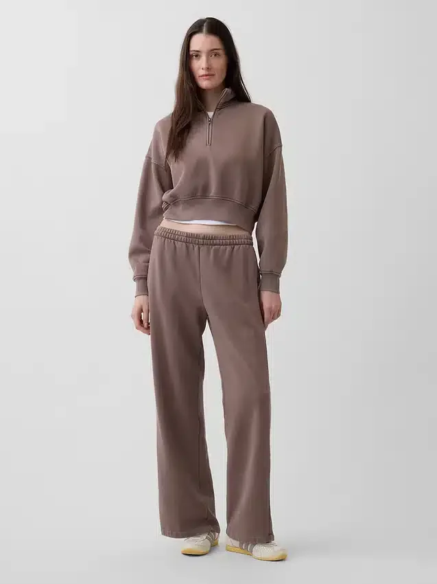 Vintagesoft Oversized-Pullover mit halbem Reißverschluss und Keilausschnitt