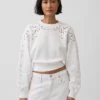 Vintagesoft Oversized-Sweatshirt mit Lochmuster und verkürzter Passform