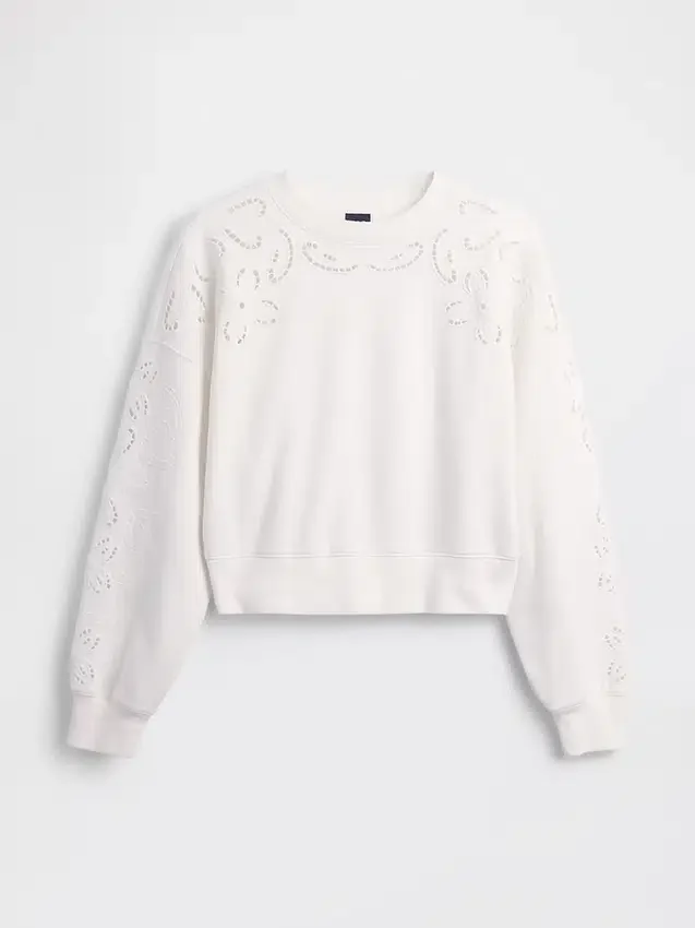 Vintagesoft Oversized-Sweatshirt mit Lochmuster und verkürzter Passform
