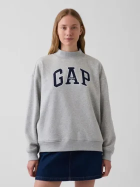 Vintagesoft Oversized-Sweatshirt mit Stehkragen und Logo