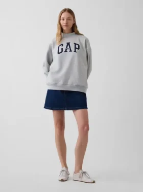 Vintagesoft Oversized-Sweatshirt mit Stehkragen und Logo