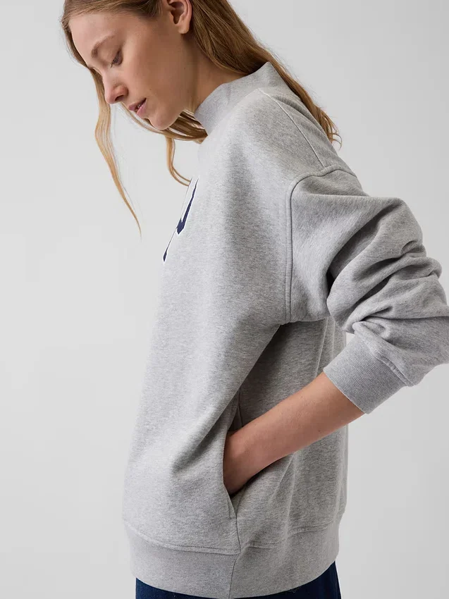 Vintagesoft Oversized-Sweatshirt mit Stehkragen und Logo