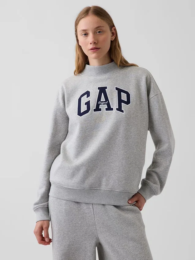 Vintagesoft Oversized-Sweatshirt mit Stehkragen und Logo