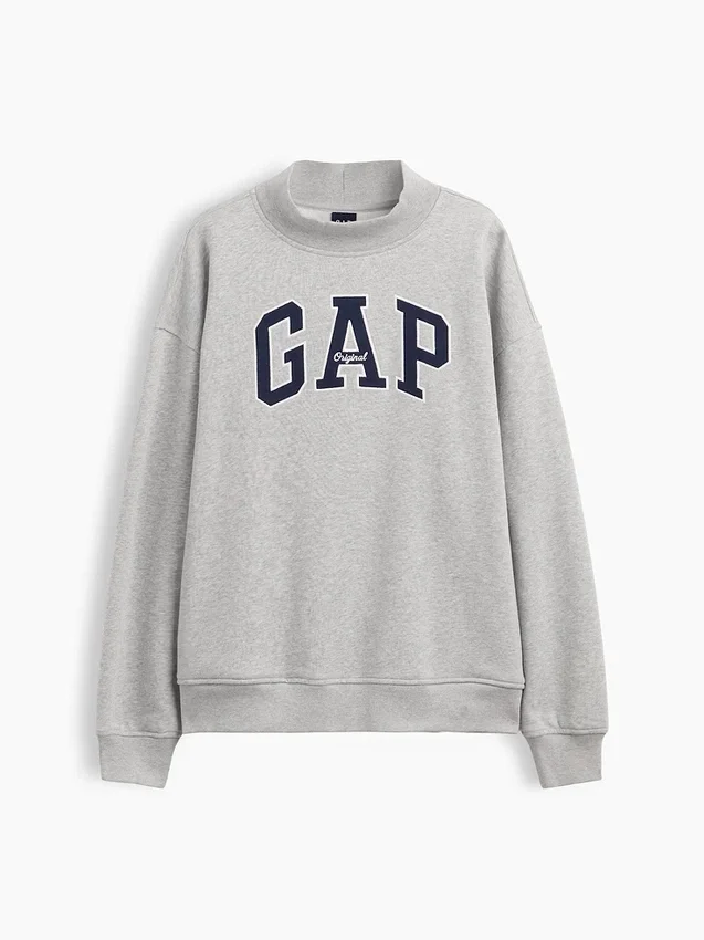 Vintagesoft Oversized-Sweatshirt mit Stehkragen und Logo