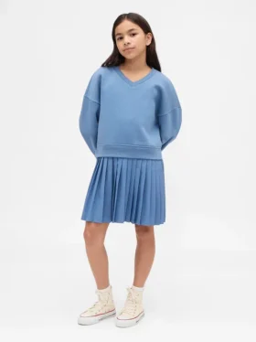 Vintagesoft-Plissee-Sweatshirtkleid für Kinder